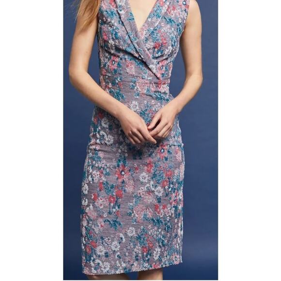 Anthropologie Maeve Purple Floral Sleeveless Jacquard Dress Size 4 - Picture 1 of 11